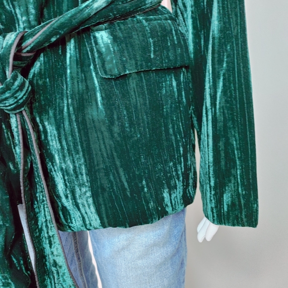 LUCY PARIS PETRA CRUSHED VELVET BLAZER, GREEN L - Picture 9 of 15